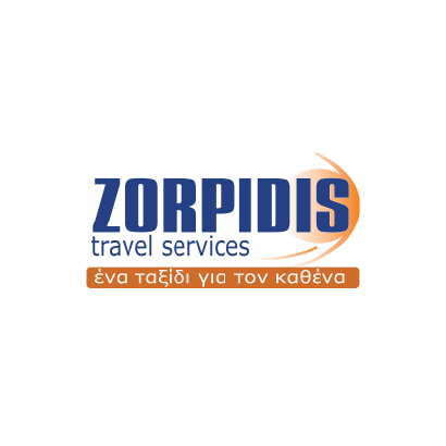 Logo for Zorpidis Travel Services, featuring the name prominently with a tagline in Greek.